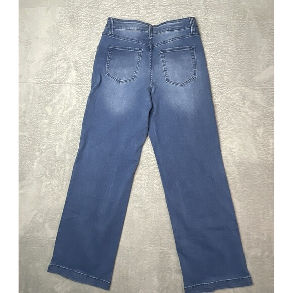 Royalty For Me Denim Blue Jeans Size 10 High Rise Wide Leg Boho Preppy Coastal - Picture 8 of 12